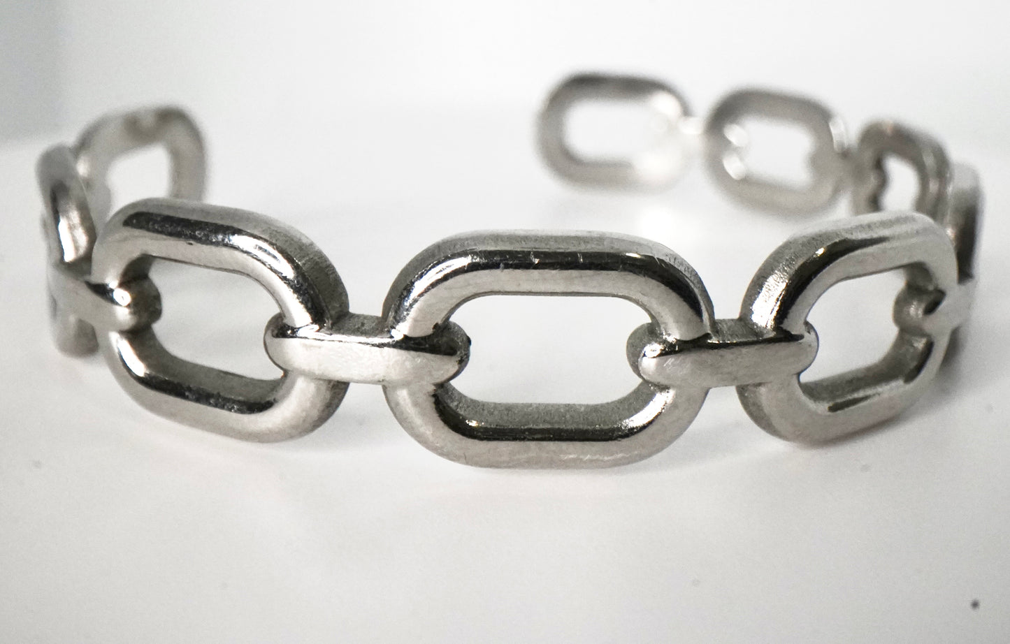 Silver Figaro Cuff Bracelet